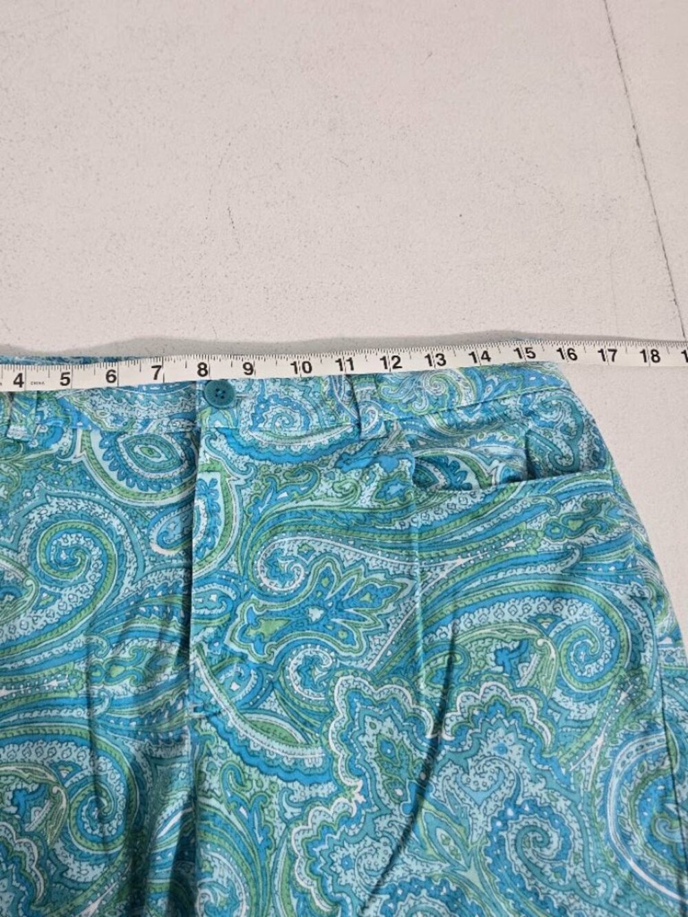 Lauren Ralph Lauren Womens Blue Paisley Crop Pants Sz 10 Cotton Preppy Nautical - Picture 5 of 10